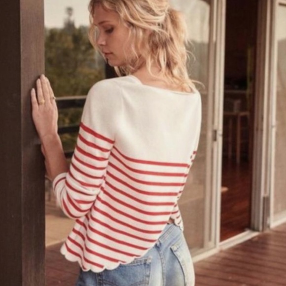 Sezane Corentine Stripe Scallop Sweater - Picture 2 of 11